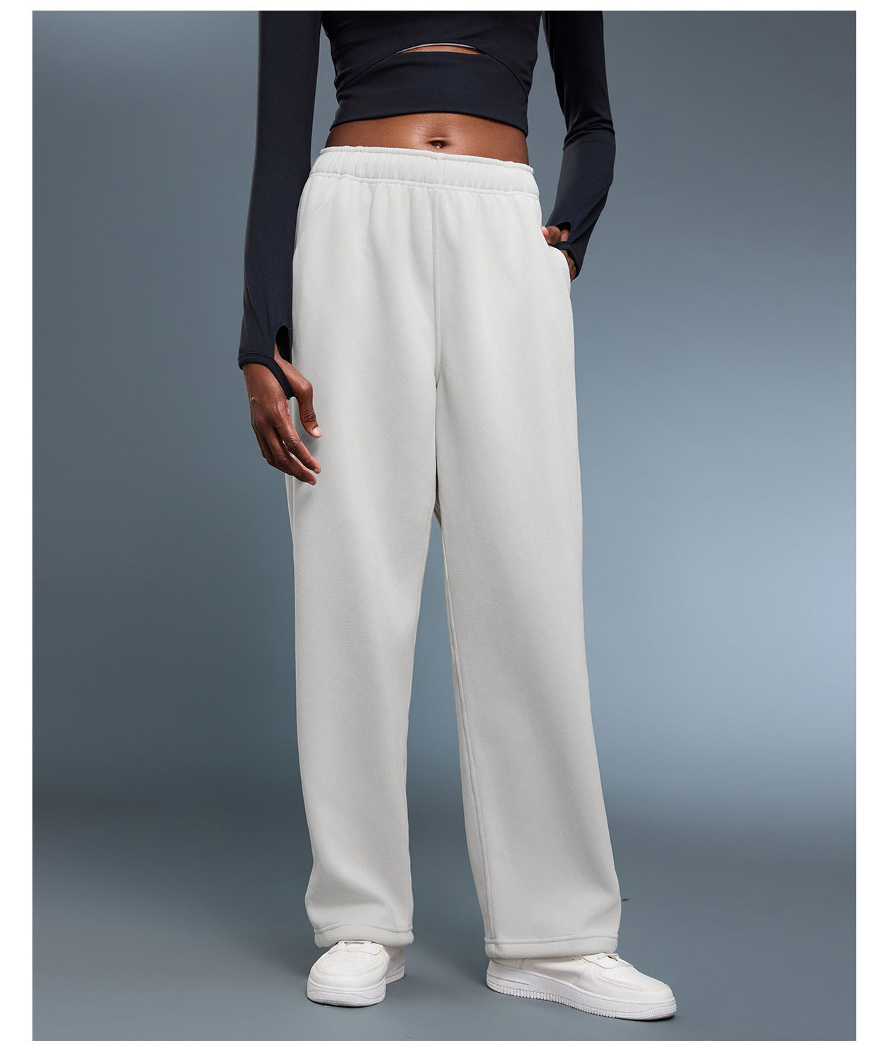 Casual Pants Autumn Winter Loose Straight Sports Trousers Women Warm Drawstring Ankle Tied Sweatpants