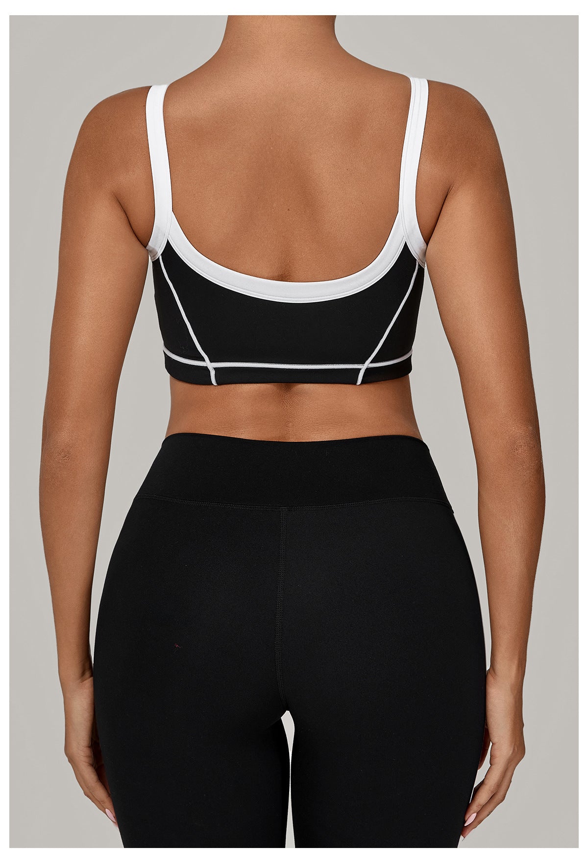 Autumn Sand Color Contrast Patchwork Yoga Bra Double Shoulder Strap Beauty Back Quick Drying Sports Tops Outerwear Running Yoga Clothes