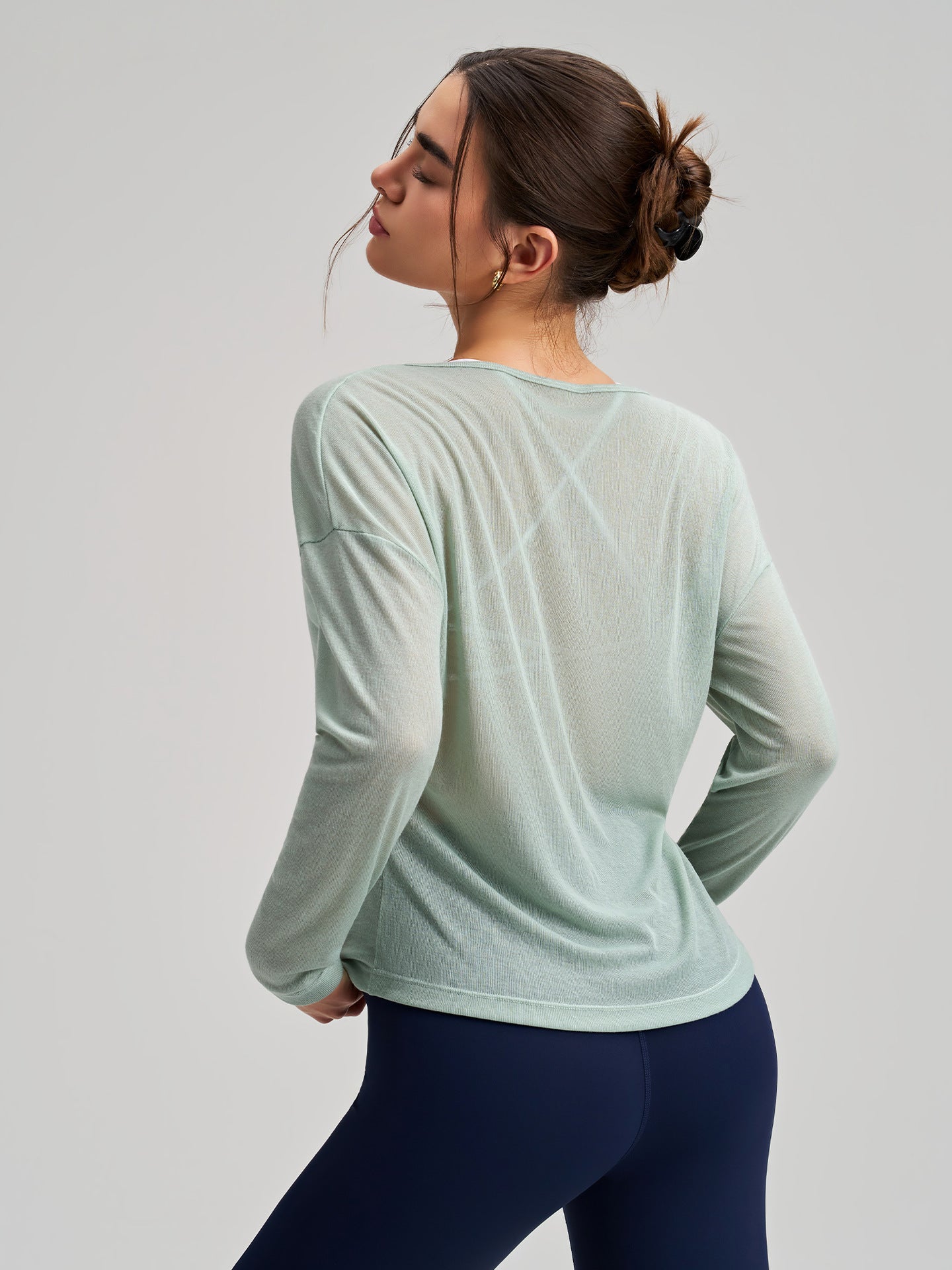 Loose Thin Yoga Clothes Women Breathable Sports Fitness Top Pilates Long Sleeve Blouse