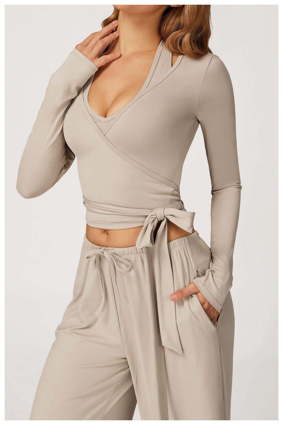 Personalized Brushed Yoga Long Sleeve Strap Yoga Clothes Outdoor High Grade Sports Fitness Clothes
