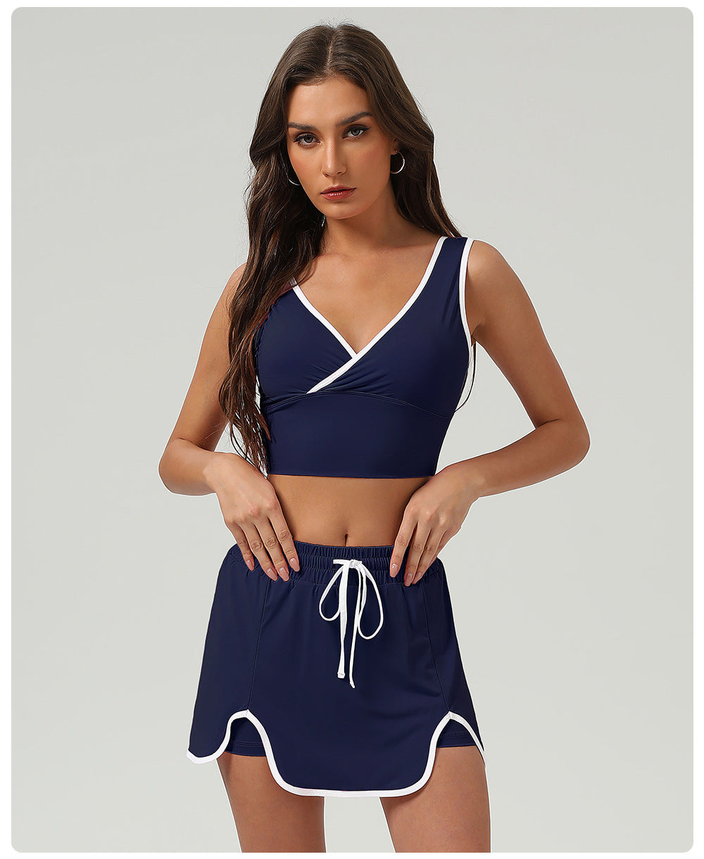 Summer Sports Casual Suit Running Exercise Vest Short Skirt Golf Suit Badminton Tennis Women