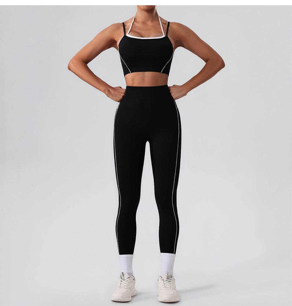 Arrival Contrast Color High Waist Nude Feel Pocket Yoga Pants Women Running Fitness Pants Outer Wear Tight Sports Pants