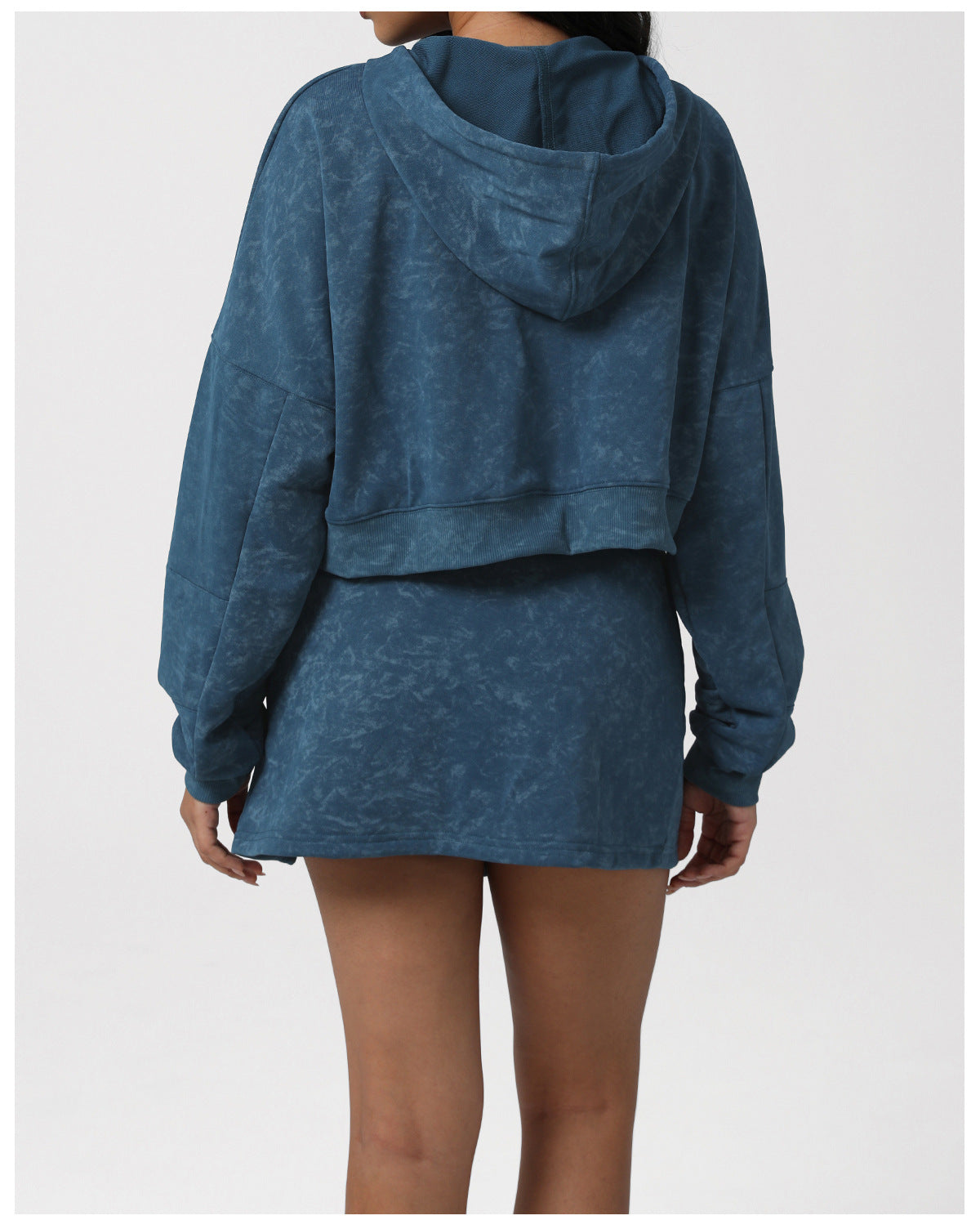 Fried Color Printing Sports Tennis Skirt Set Hooded Long Sleeve Sweater Anti Emptied Pantskirt Yoga Fitness Two Piece Sets