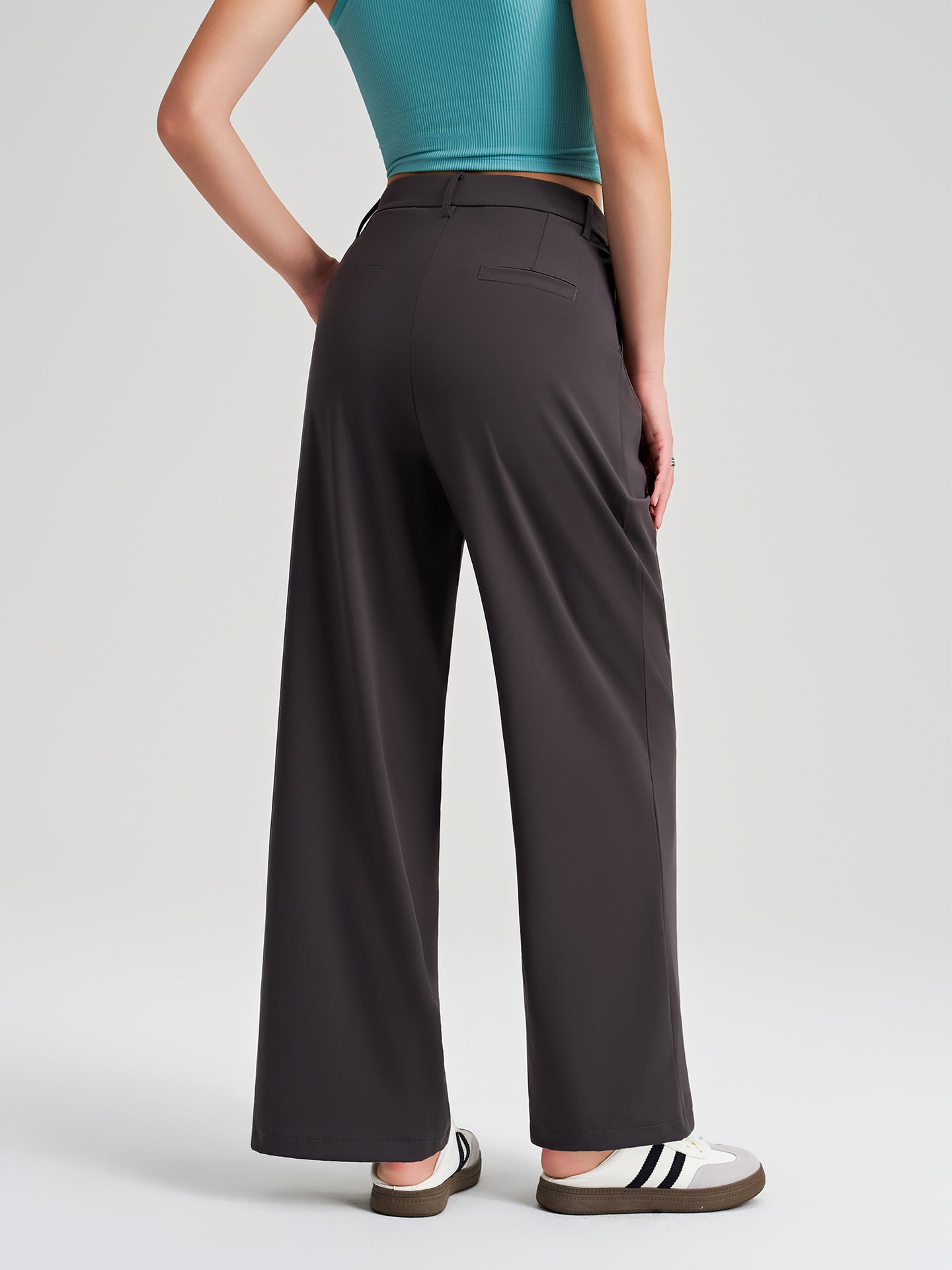 Classic Slimming Embellished Wide Leg Pants High Waist Pants Loose Drooping Sports Straight Pants Office Casual Work Pant