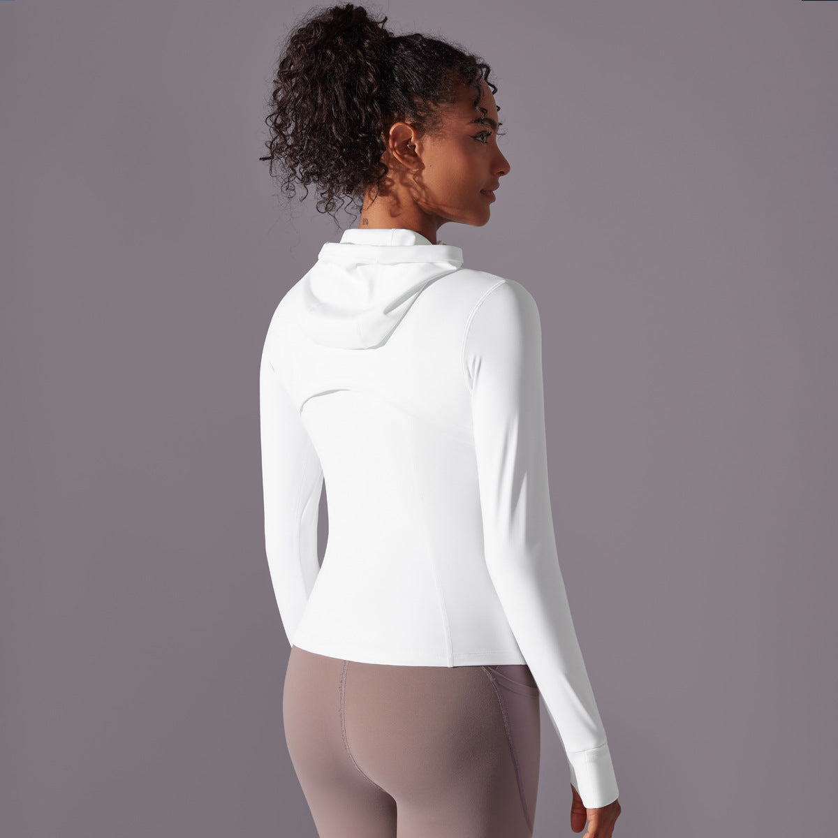 Outdoor Sun Proof Clothes Tight Sports Running Fitness Top Yoga Clothes UV Protection Breathable Hood Zipper Jacket