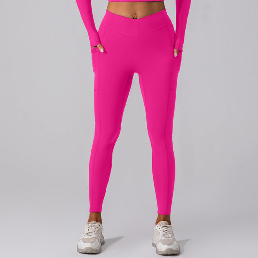 Hip Lifting Nude Feel Yoga Pants Women Body Shaping Belly Contraction Sports Running Fitness Pants Training Slimming Stretch Tights
