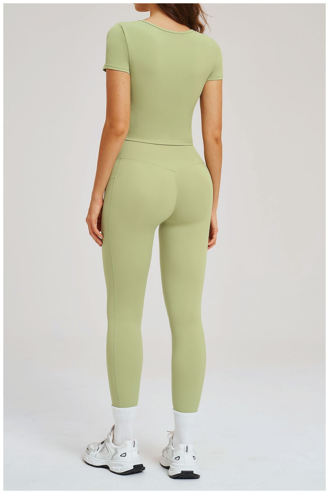 Spring Yoga Suit Tight Nude Feel Casual Set Outdoor Running Workout Exercise Outfit