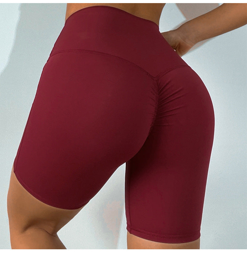 Pleated Design Yoga Clothes Women Hip Raise High Waist Pleated Yoga Shorts Trousers Sports Workout Clothes Women