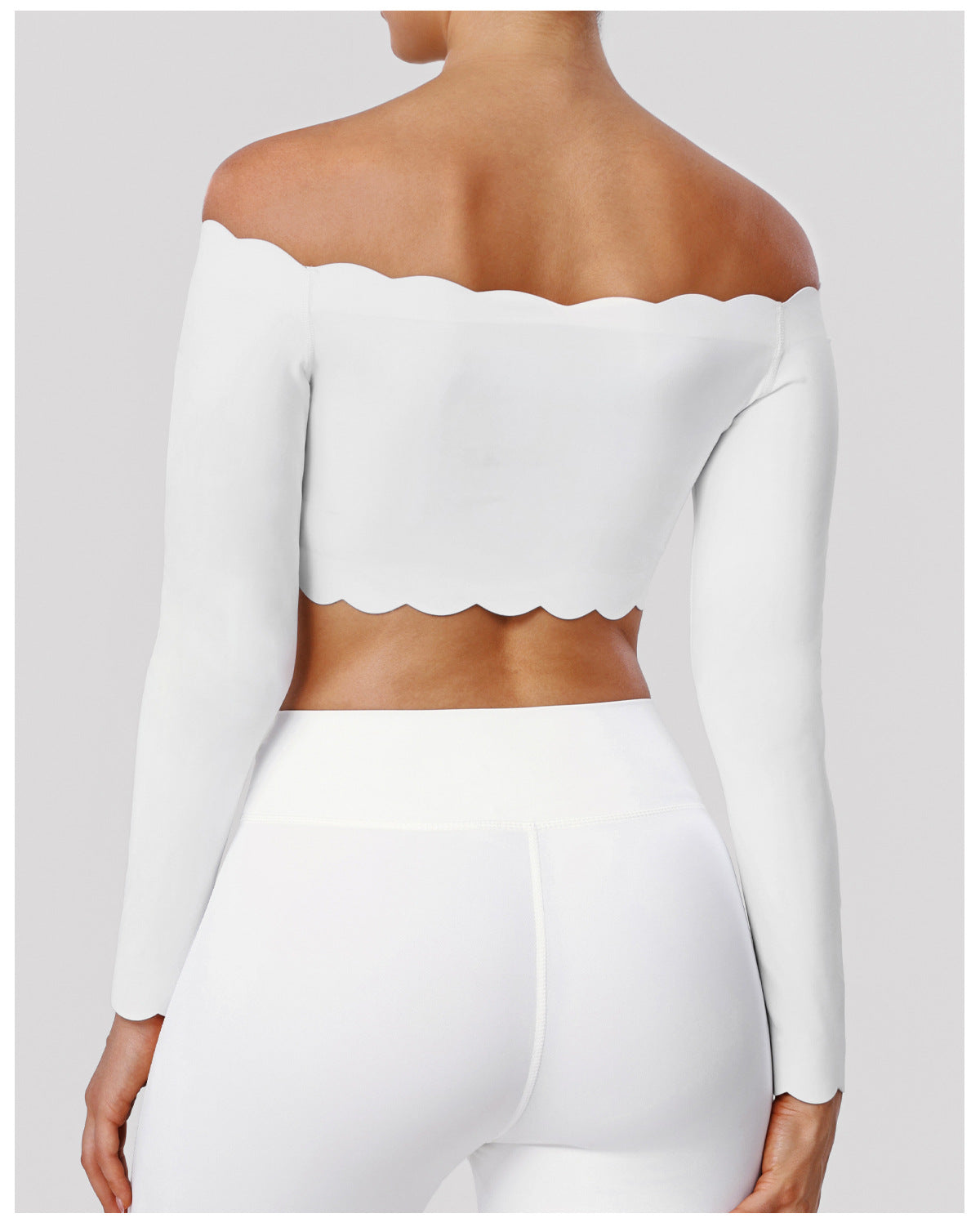 Lace Yoga Jacket Women Fitness off Shoulder Long Sleeved T shirt Casual Sports Slim Fitting Top with Pad