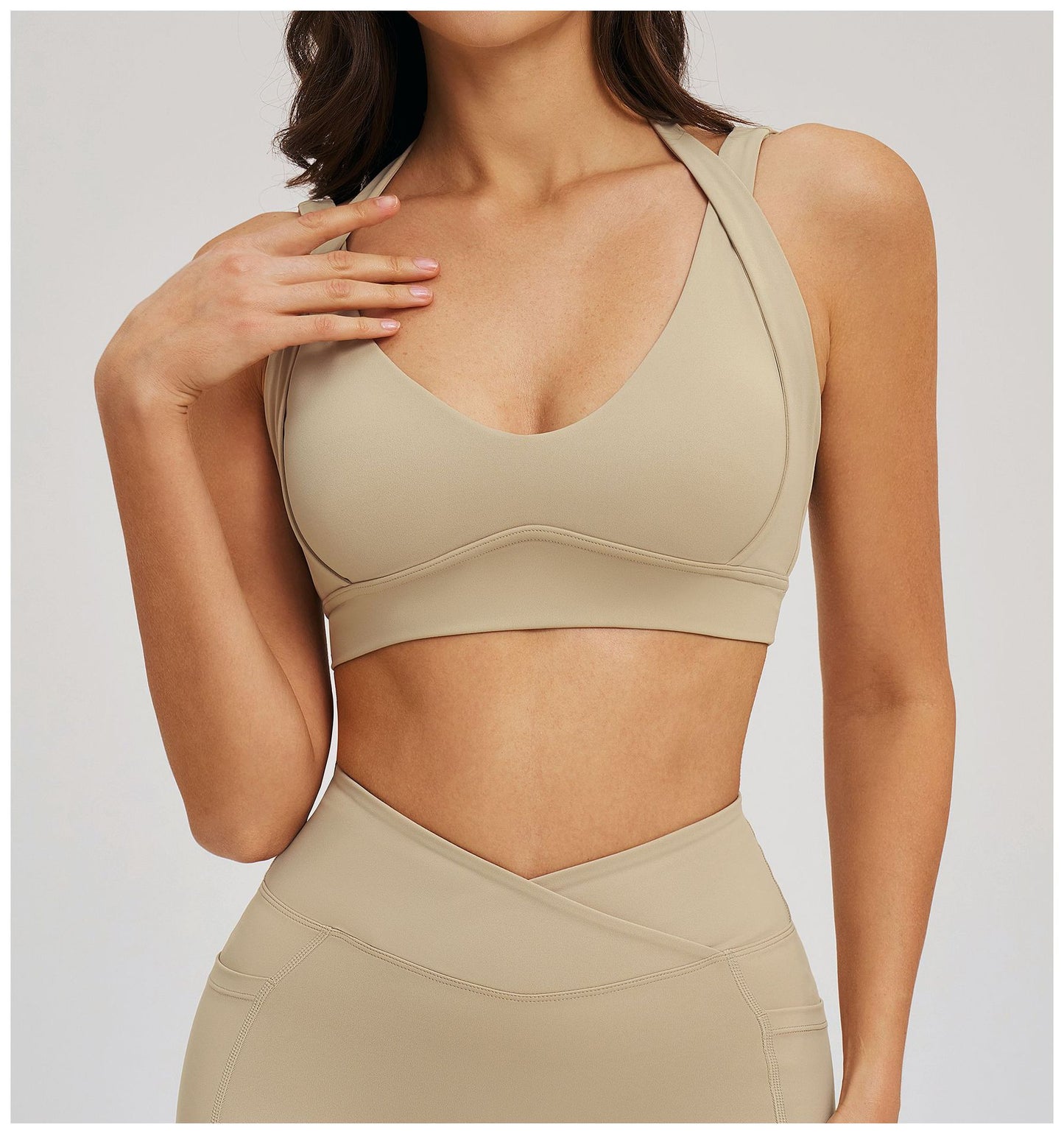 Nude Feel Yoga Bra Generous Beauty Back High Sense Sports Bra Women Running Workout Exercise Underwear