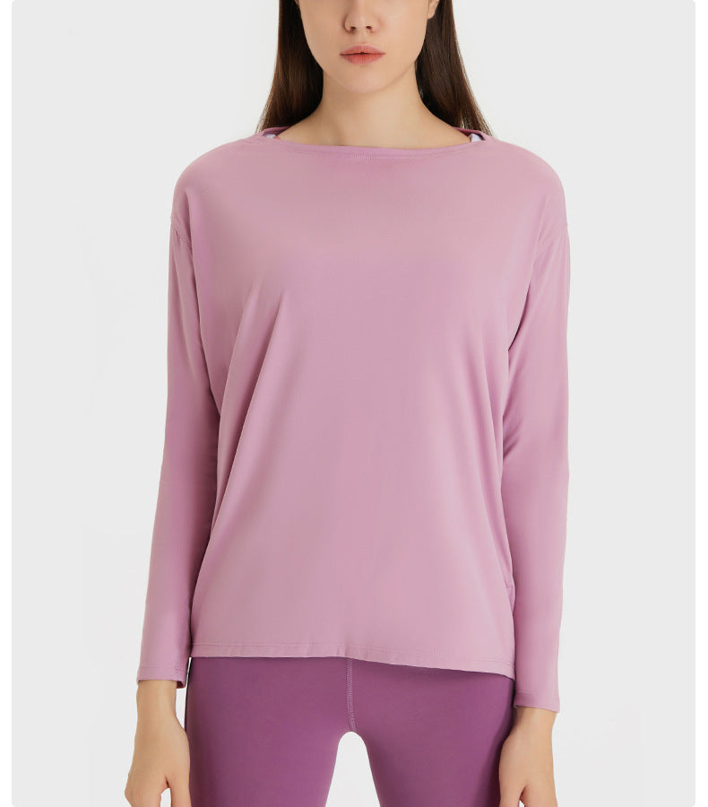 Arrival Double Sided Nude Feel Loose Long Sleeved Women Slim Fit Breathable Simple Women Training Fitness Yoga Wear