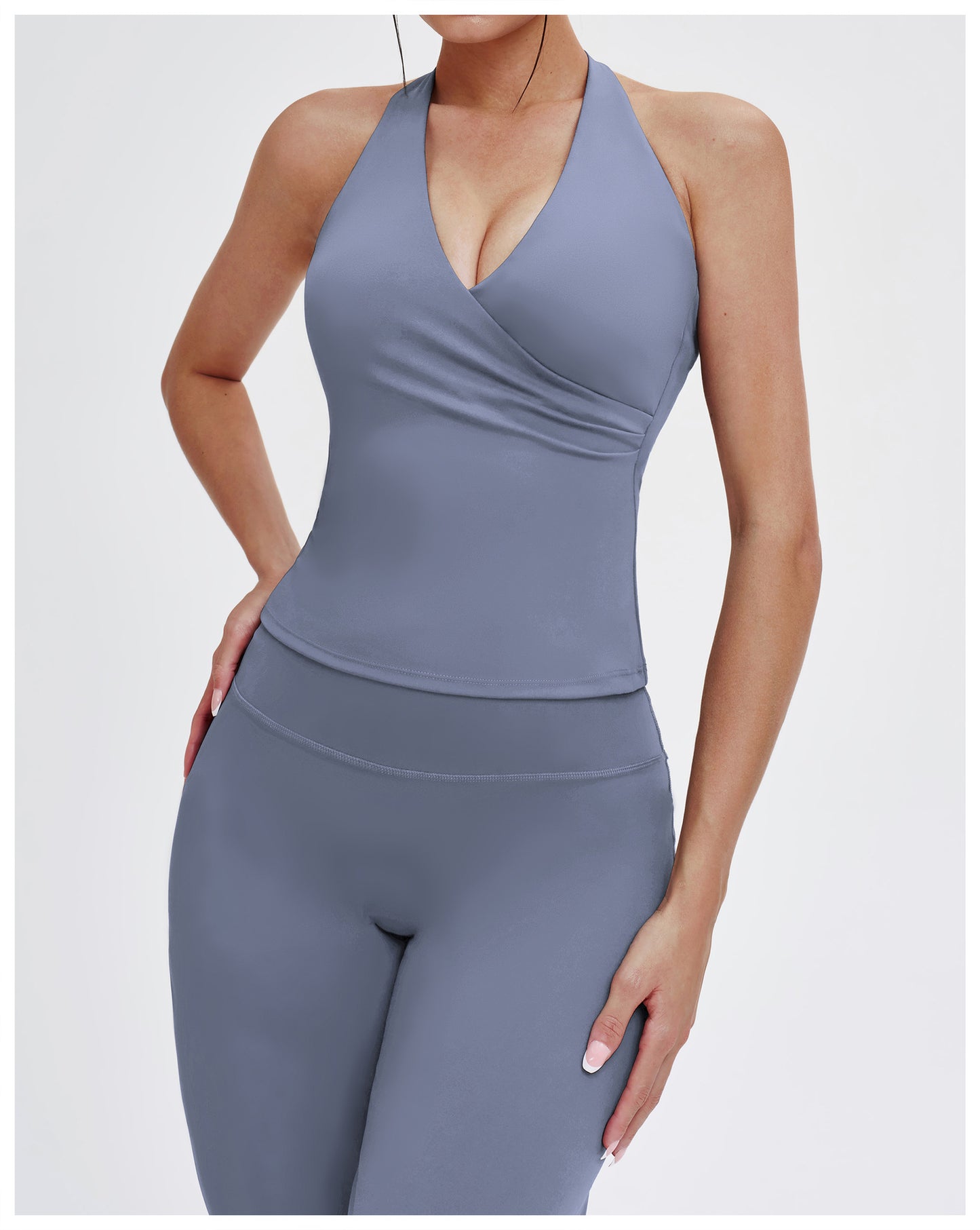 V neck Halter Yoga Vest Tight Brushed Beauty Back Exercise Vest Outdoor Running Workout Underwear