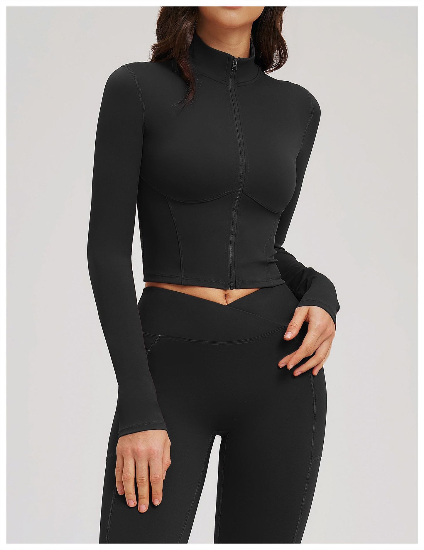 Nude Feel Yoga Jacket Stand Collar Zipper Skinny Jacket Outdoor Running Sports Casual Top