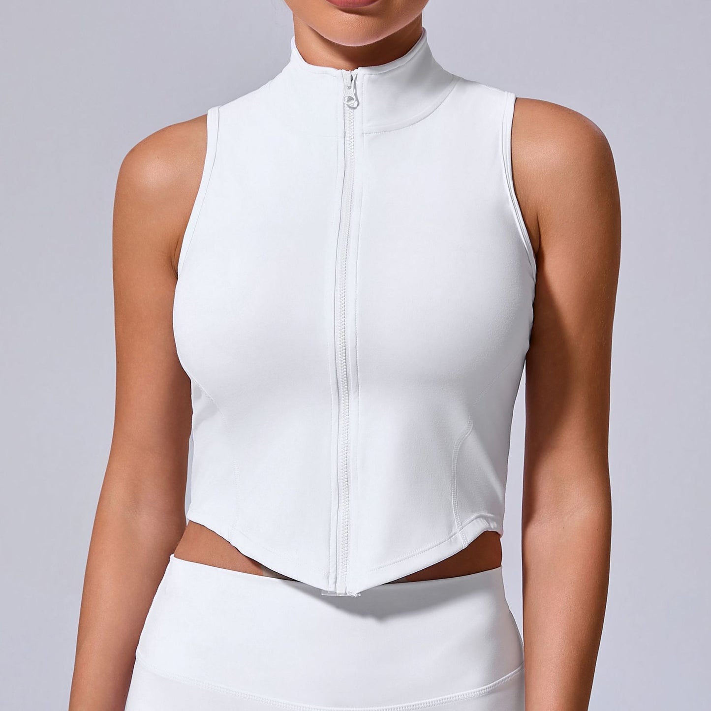 Exercise Sleeveless Stand Collar Jacket Women Zipper Coat Yoga Jacket Autumn Winter Running Training Quick Drying Vest