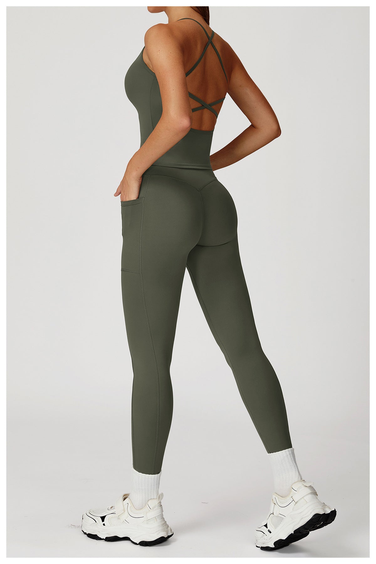Nude Feel High Waist Yoga Pants Cross Waist Fitness Yoga Pants Women Outdoor Sports Running Tights