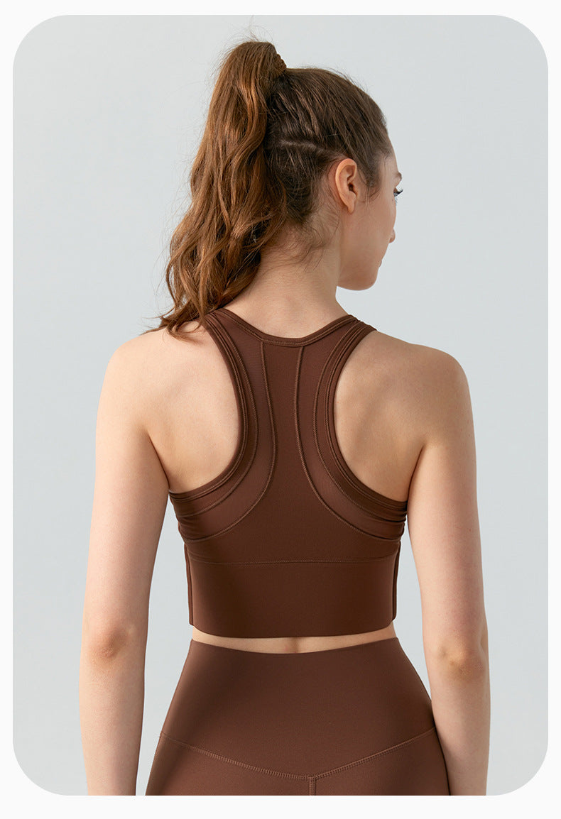 Front Zipper Sports Underwear Naked Women High Strength Workout Bra Running Shockproof One Piece Yoga Vest
