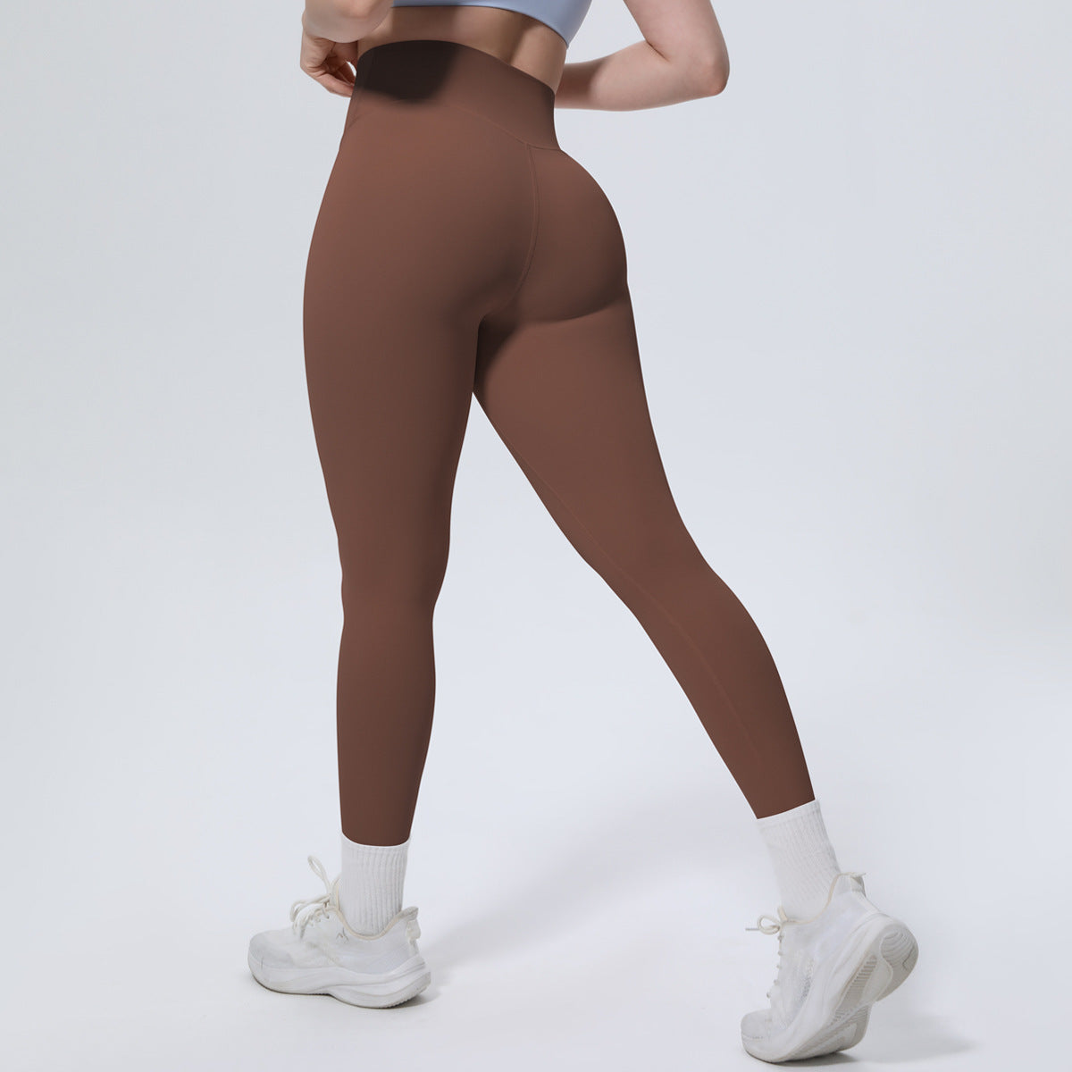 High Waist Nude Feel Tights Running Sports Hip Raise Fitness Pants Pilates Sexy Slim Solid Color Yoga Pants