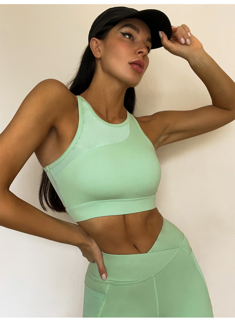 Yoga Underwear Workout Clothes Women Mesh Stitching Beauty Back Running Training Sports Bra