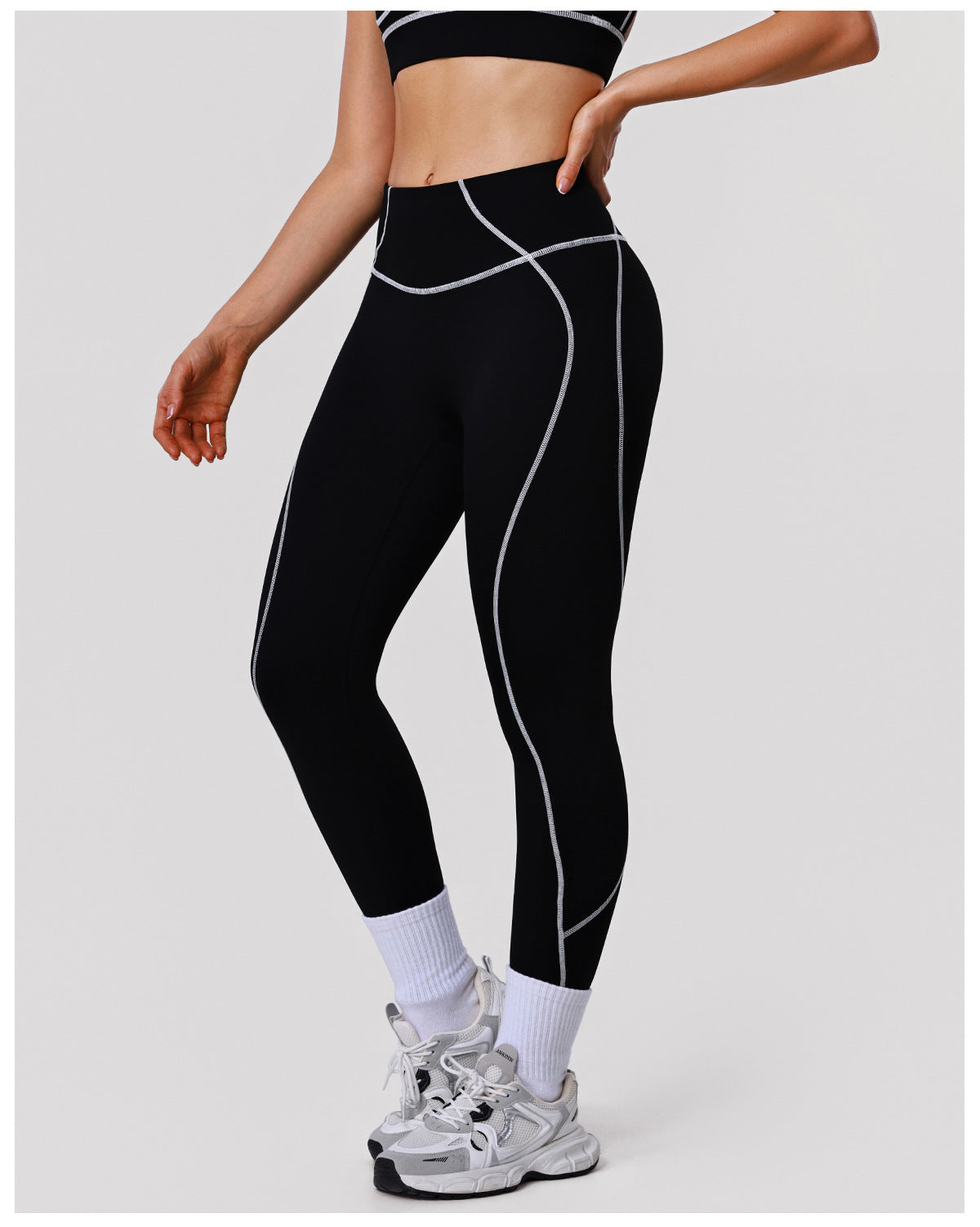 Arrival Contrast Color Yoga Ninth Pants High Waist Tight Running Workout Pants Women Hip Lifting Fitness Leggings