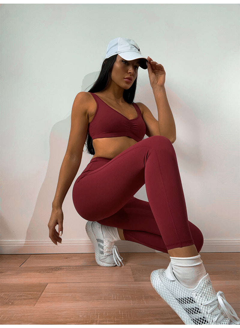 Pleated Design Yoga Clothes Women Hip Raise High Waist Pleated Yoga Shorts Trousers Sports Workout Clothes Women