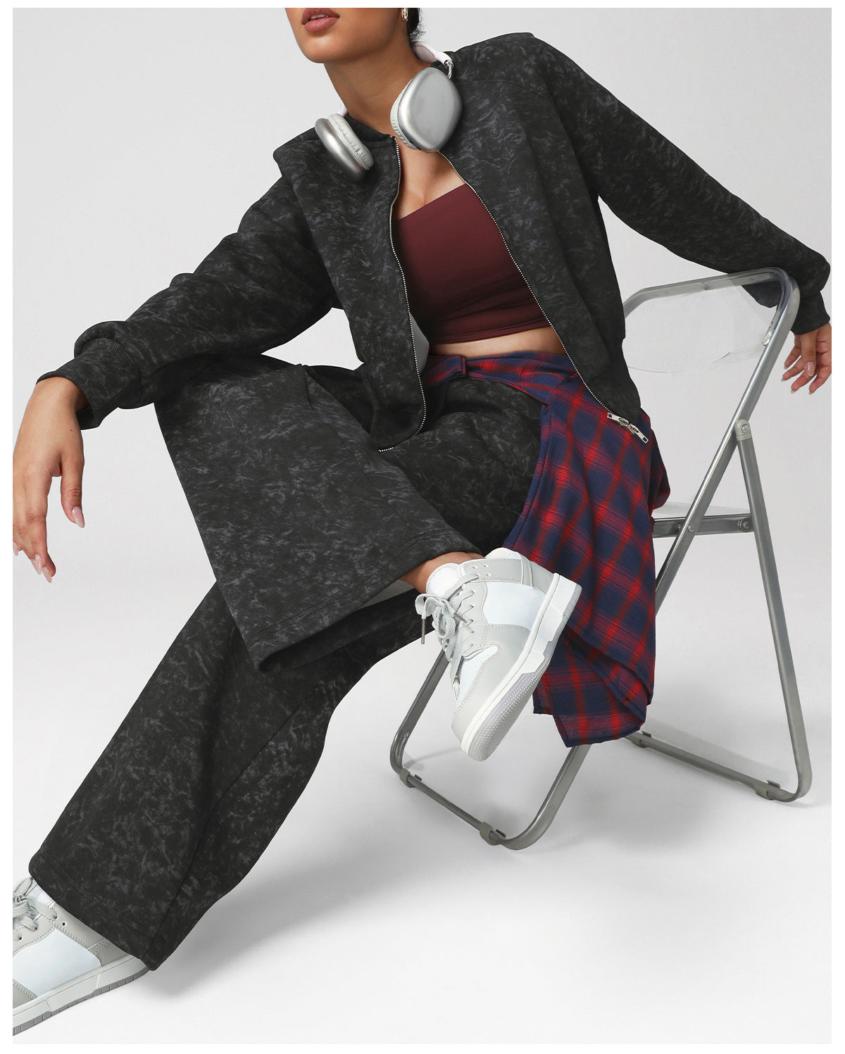 Printing Tie Dye Fitness Fall Winter Coat Sports Casual Pants Set Running Yoga Clothes Set