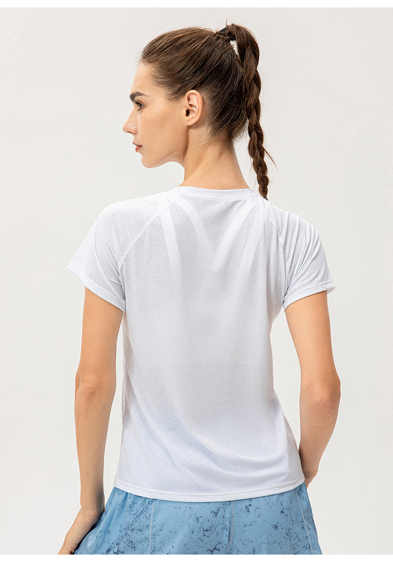 Women Summer Ice Feeling Quick Drying Yoga Short Sleeve Loose Casual Running Exercise T shirt Breathable Fitness Short Sleeve