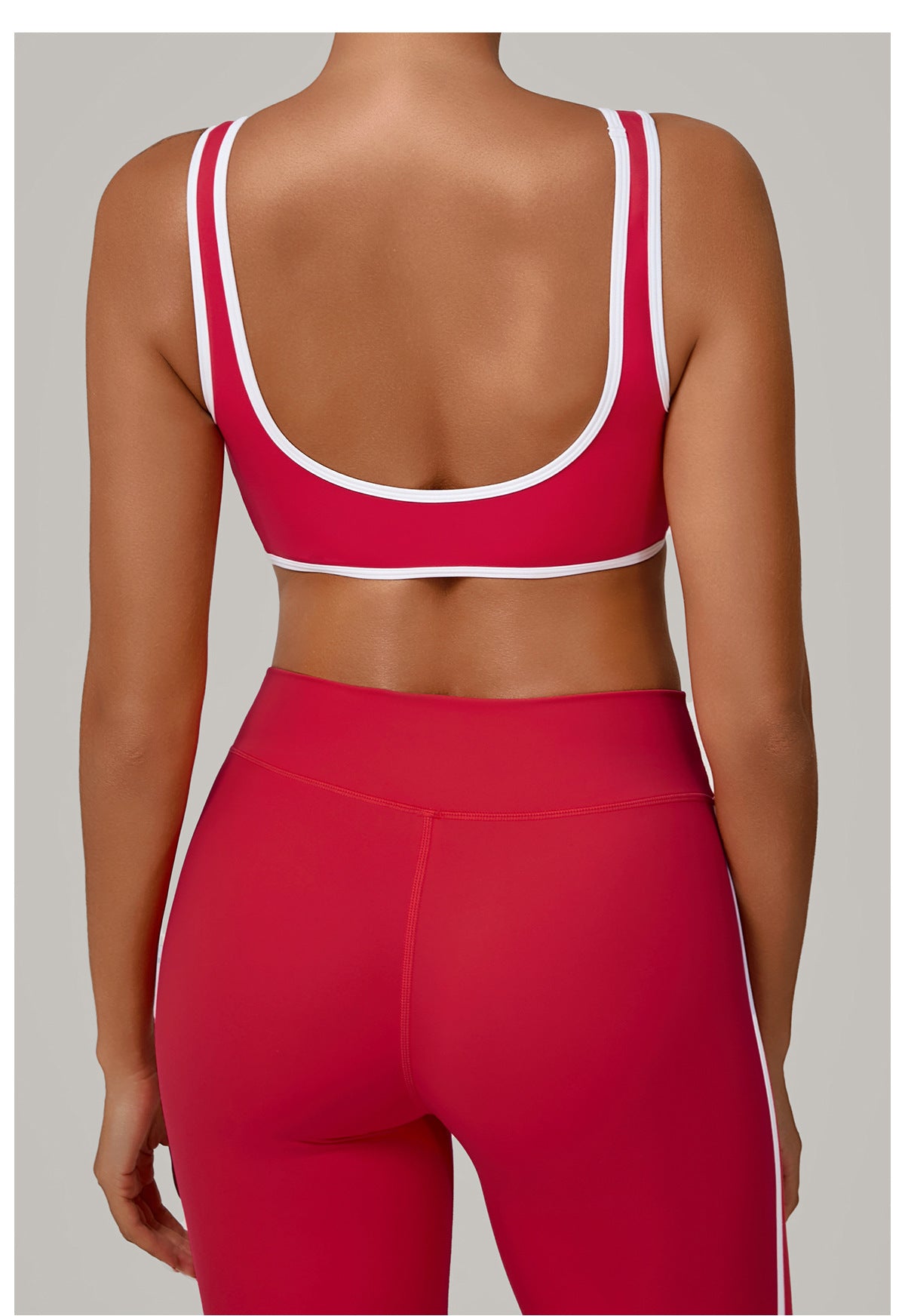 Autumn Sand Contrast Color Wide Shoulder Strap Sports Underwear Shockproof Women One Piece Yoga Bra Outdoor Workout Clothes