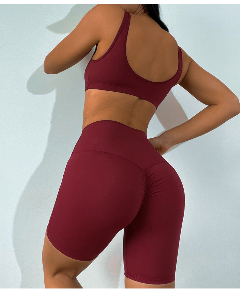 Pleated Design Yoga Clothes Women Hip Raise High Waist Pleated Yoga Shorts Trousers Sports Workout Clothes Women