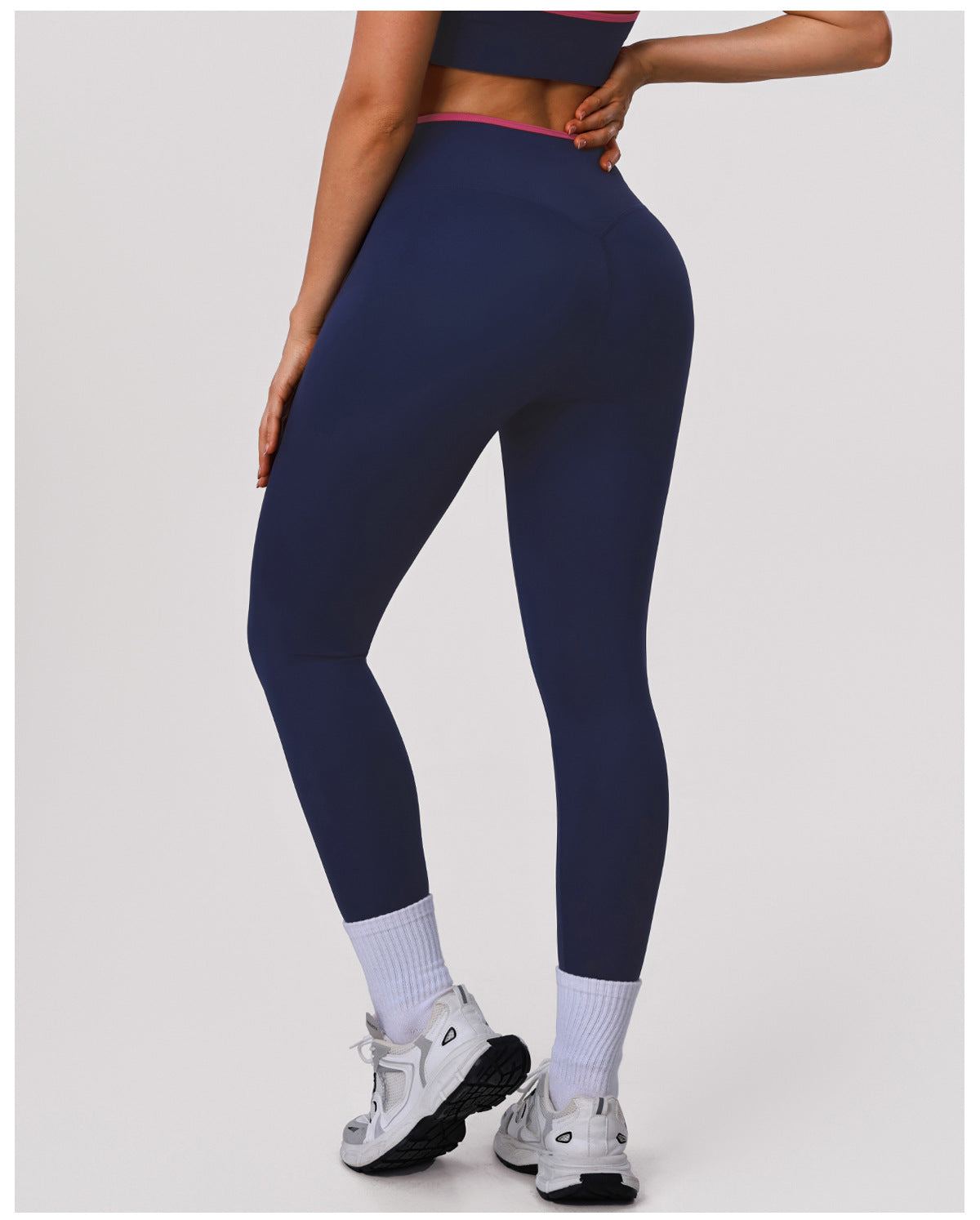 Nude Feel Skinny Hip Raise Yoga Pants Cross High Waist Contrast Color Tights Women Sports Running Workout Ankle Length Pants