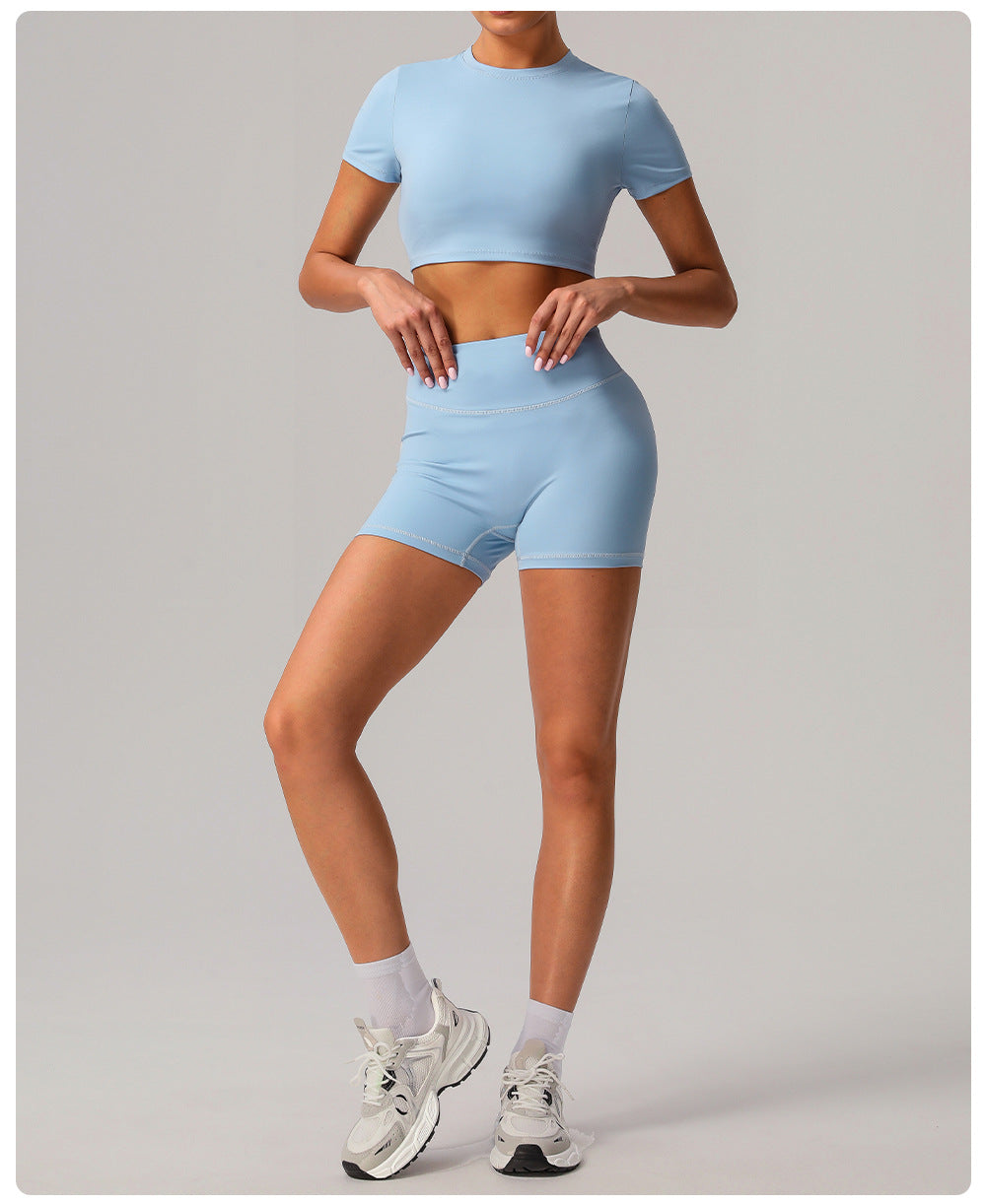 Quick Drying Tight Yoga Short Sleeve Women Outer Wear Casual Sports Short Sleeve Workout Clothes O neck Short Top