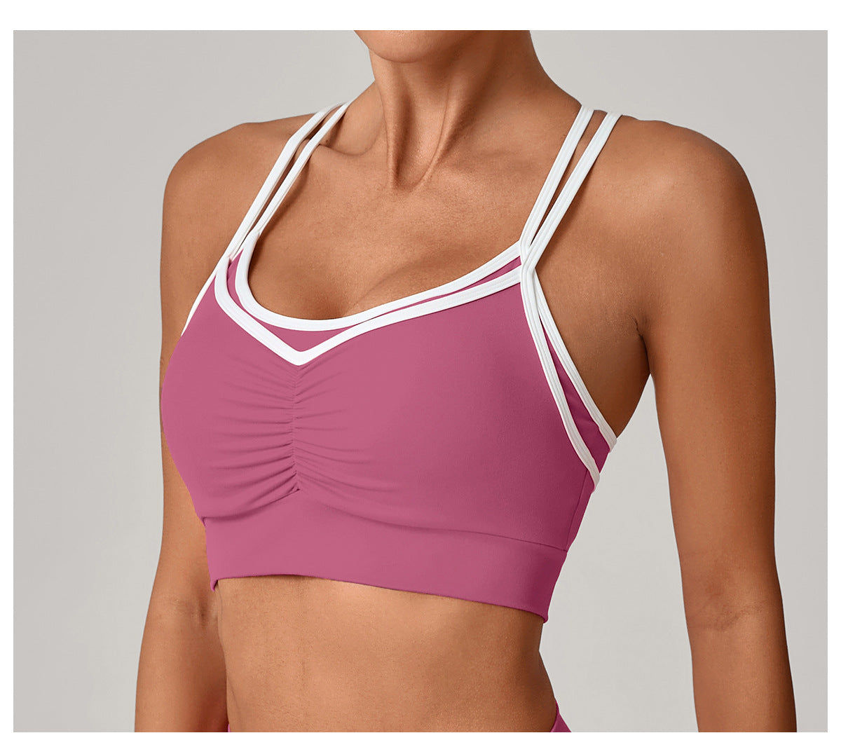 Autumn Sand Tight Nude Feel Contrast Color Sports Bra Women Backless Yoga Vest Workout Clothes Outer Wear Sports Top