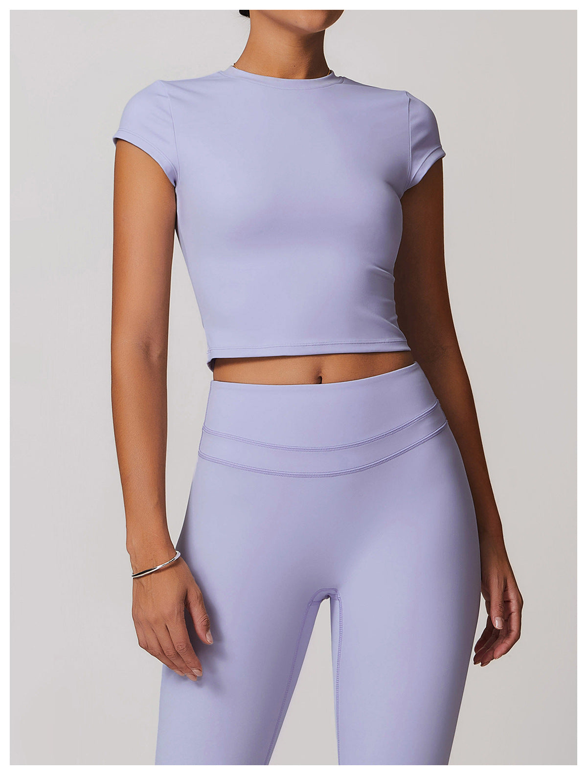 Sollinarry Exercise Yoga Clothes Women Brushed Tight Back Yoga Short Sleeve Running Workout T Shirt Top