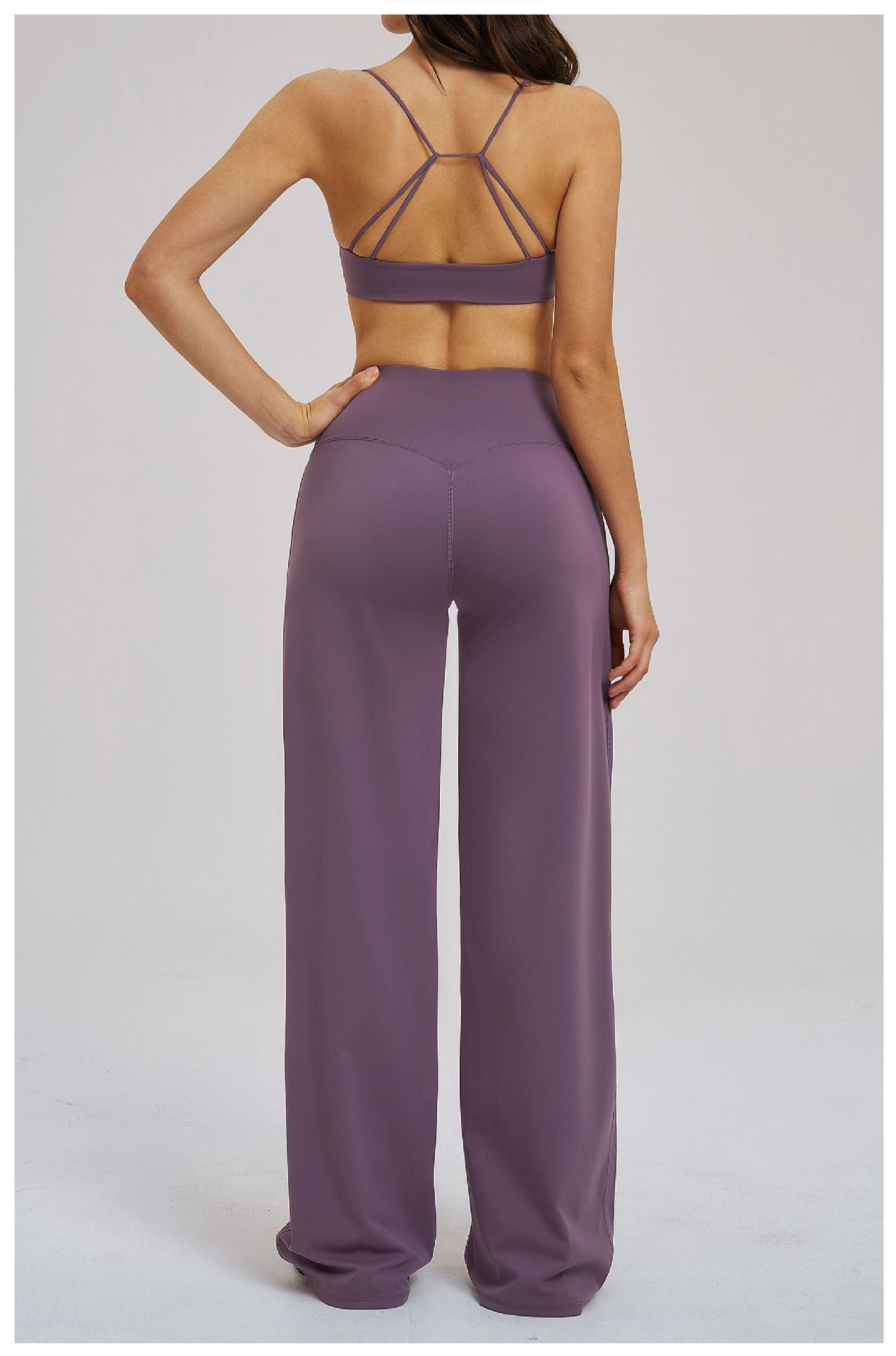 Brushed Yoga Cross Waist Head Sports Wide Legs Fitness Suit Outdoor Running Sports Two Piece Sets