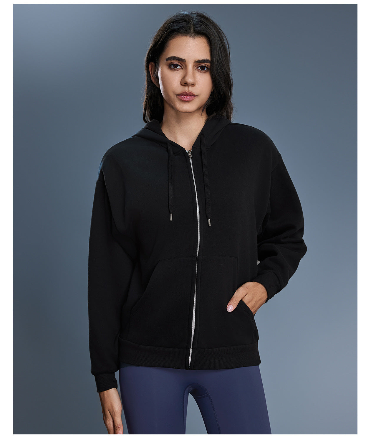 Autumn Winter Hooded Sweatshirt Women Windproof Warm Loose Slimming Casual Zipper Cardigan Outerwear