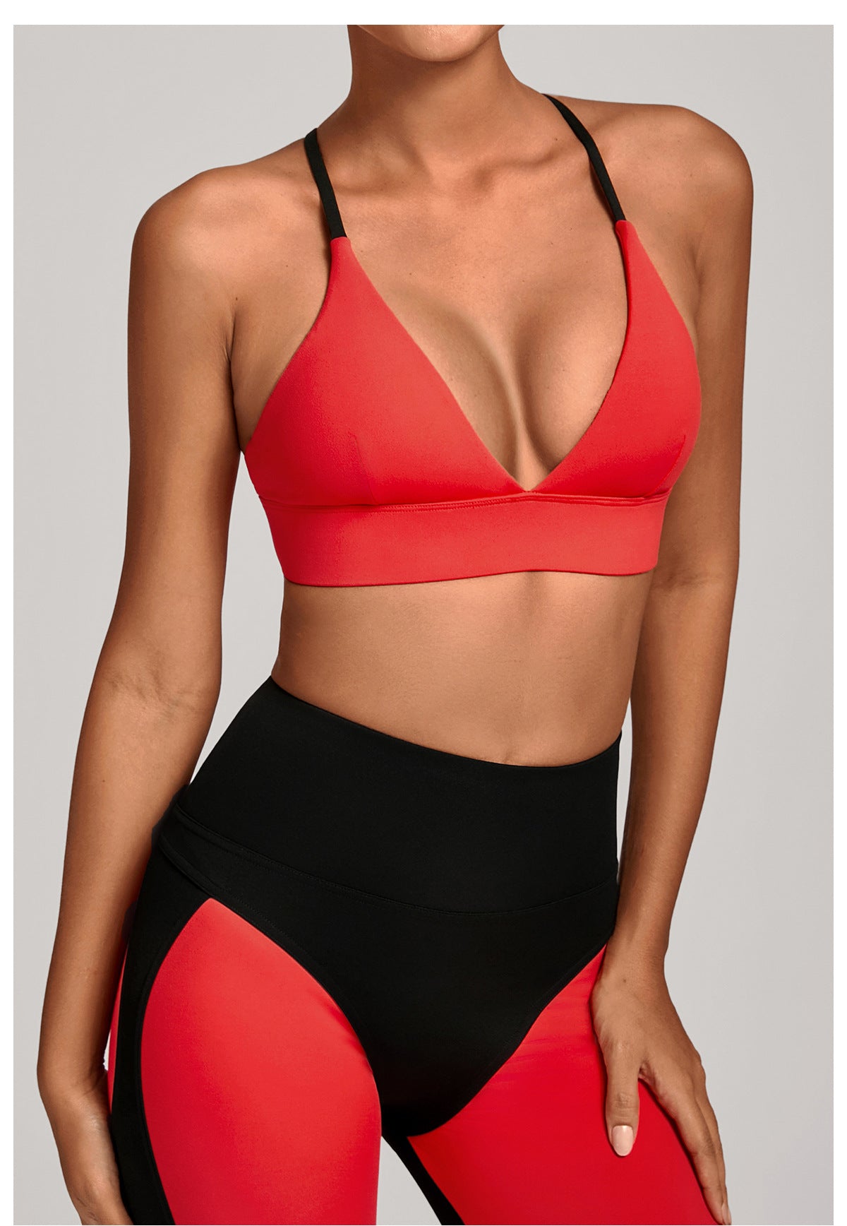 Women Autumn Sand Adjustable Shoulder Strap Sports Underwear Shockproof Color Matching Yoga Bra Outdoor Workout Clothes