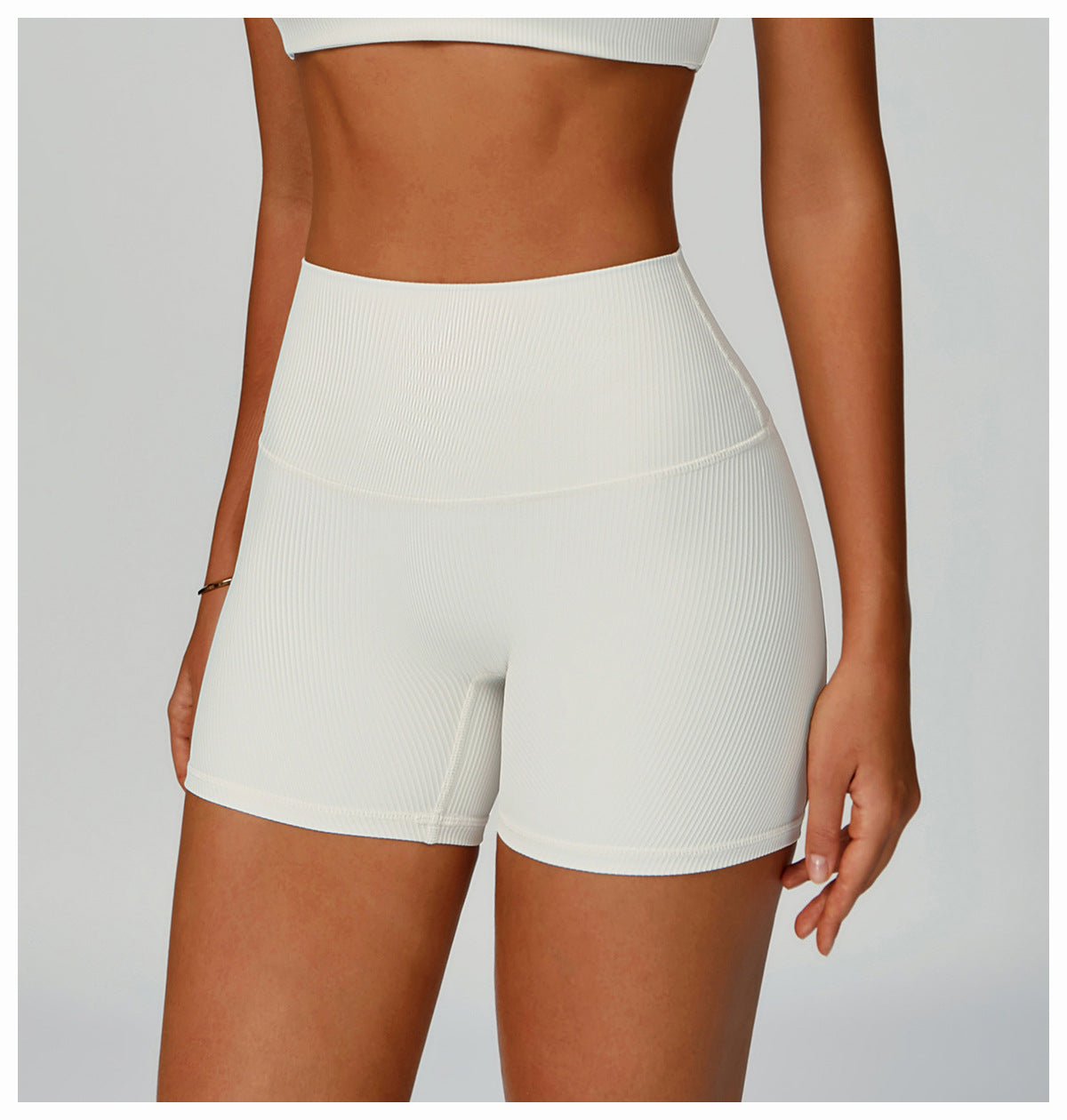 Sollinarry Threaded Tight Yoga Shorts High Waist Hip Lift High Intensity Sports Workout Clothes Outdoor Running Shorts