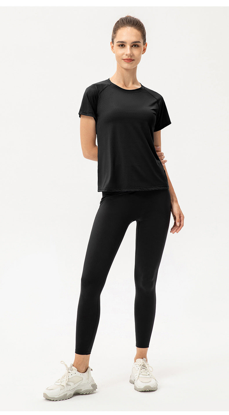 Women Summer Ice Feeling Quick Drying Yoga Short Sleeve Loose Casual Running Exercise T shirt Breathable Fitness Short Sleeve