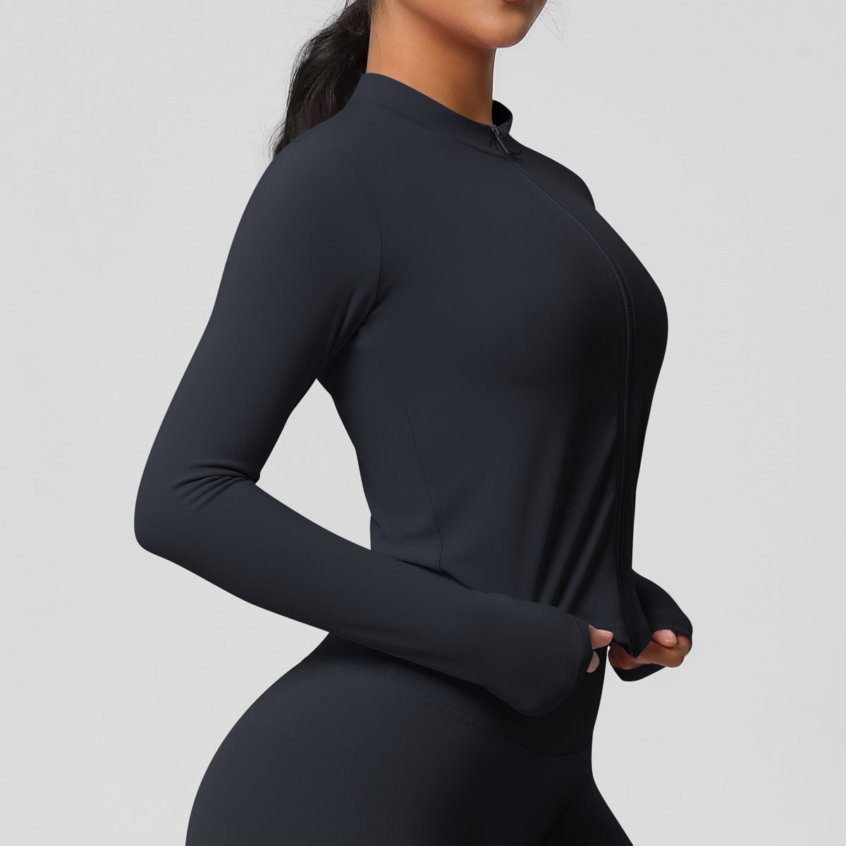 Nude Feel Sports Jacket Women Tight Training Workout Clothes Stand Collar Zipper Cardigan Nude Feel Yoga Clothes