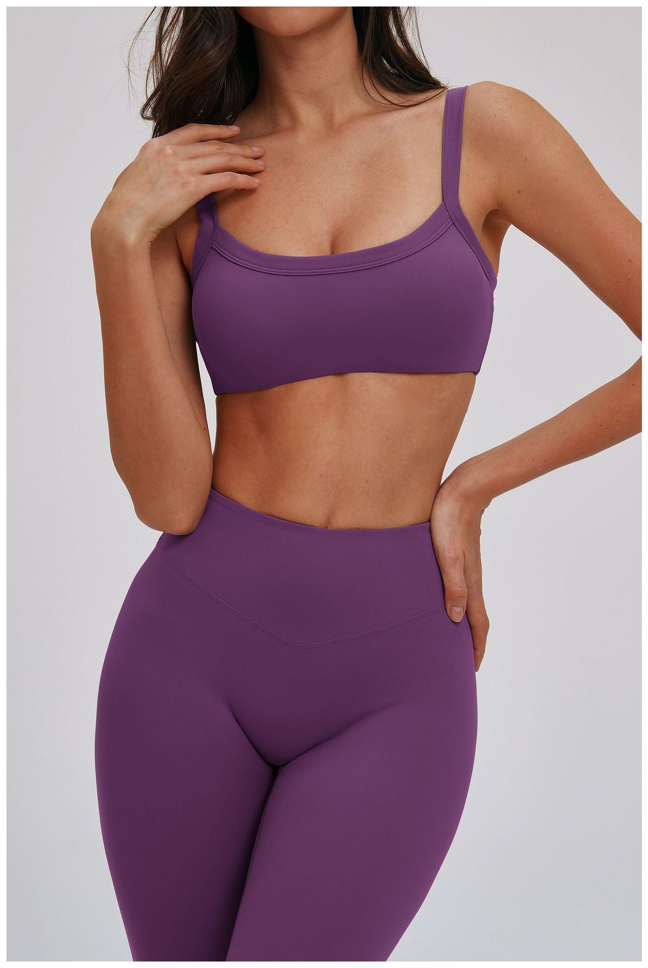 Brushed Double Shoulder Strap Yoga Bra Hollow Out Cutout Back Tight Sports Underwear Outer Wear Running Fitness Clothes