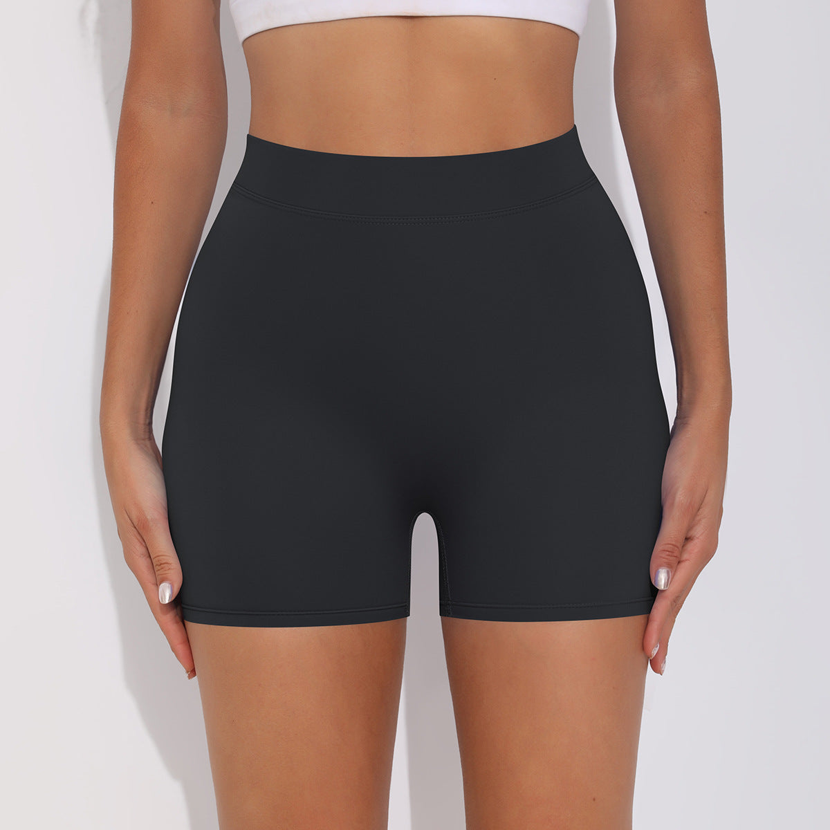 Skin Friendly Peach Hip Pleated Yoga Pants Running Leggings High Waist Stretch Workout Shorts Women