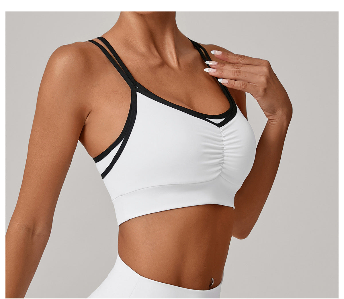 Autumn Sand Tight Nude Feel Contrast Color Sports Bra Women Backless Yoga Vest Workout Clothes Outer Wear Sports Top