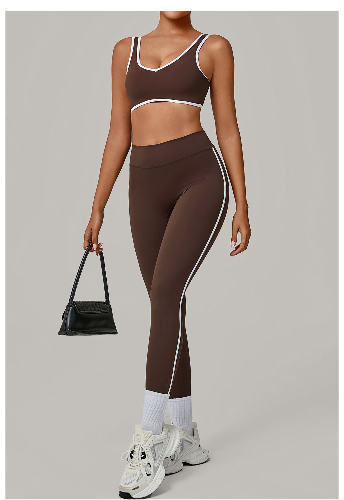 Contrast Color Binding Nude Feel Yoga Beauty Back Tight Quick Drying Workout Clothes Outdoor Sports Two Piece Sets