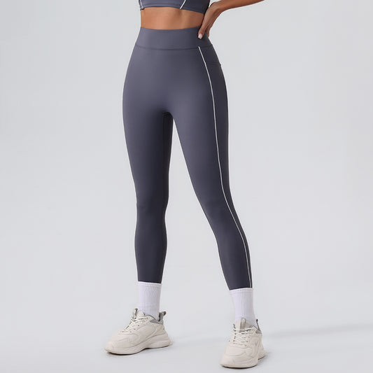 Arrival Contrast Color High Waist Nude Feel Pocket Yoga Pants Women Running Fitness Pants Outer Wear Tight Sports Pants