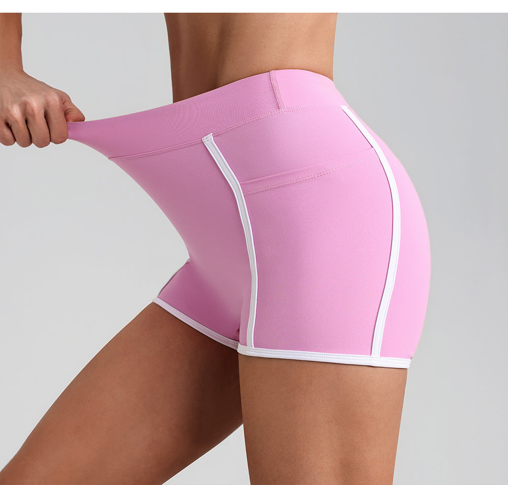 Women Yoga Shorts Pocket Nude Feel High Waist Tight Sports Pants Running Fitness Outer Shorts