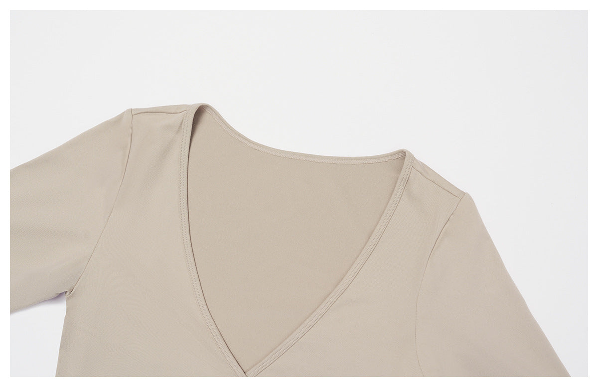 Personalized Brushed Yoga Long Sleeve Strap Yoga Clothes Outdoor High Grade Sports Fitness Clothes