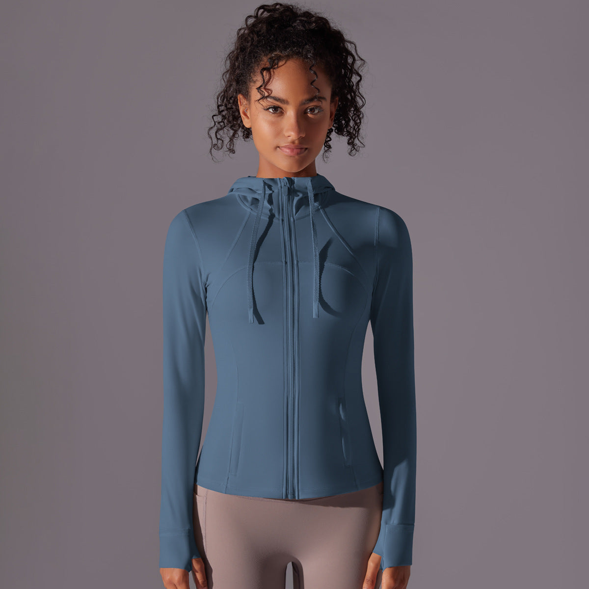 Outdoor Sun Proof Clothes Tight Sports Running Fitness Top Yoga Clothes UV Protection Breathable Hood Zipper Jacket