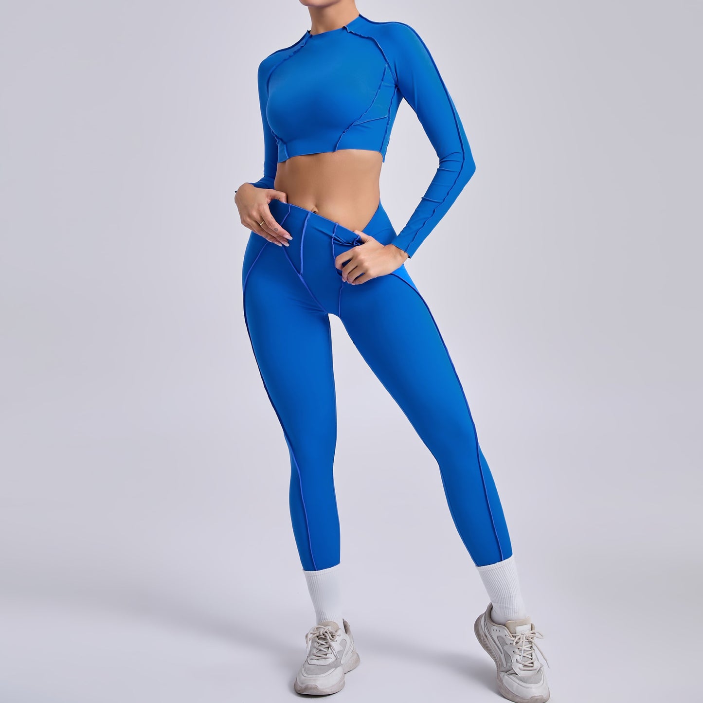 Autumn Sand Three Dimensional Beauty Yoga Two Piece Sets Women Pleated Hip Lifting All Match Yoga Clothes Running Exercise Workout Outfit