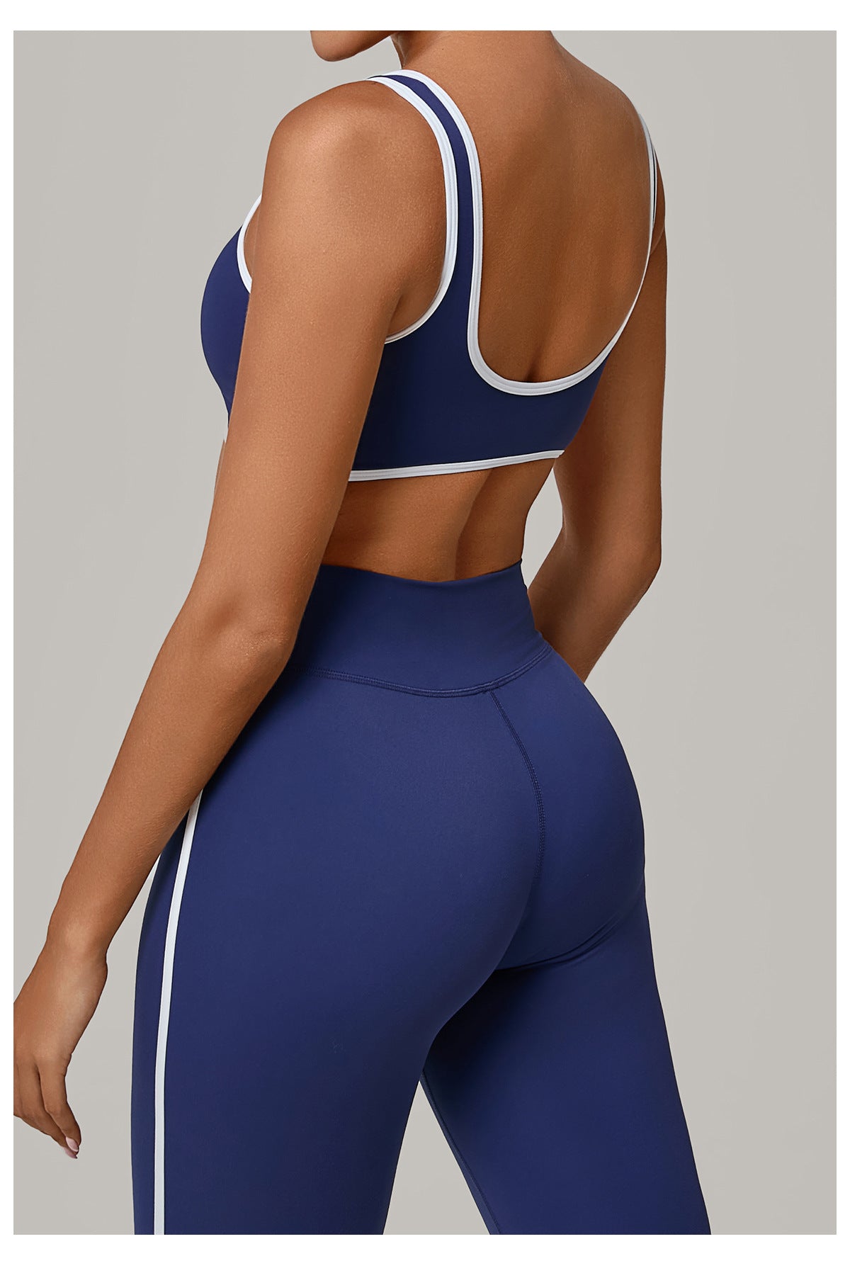 Autumn Sand Contrast Color Wide Shoulder Strap Sports Underwear Shockproof Women One Piece Yoga Bra Outdoor Workout Clothes