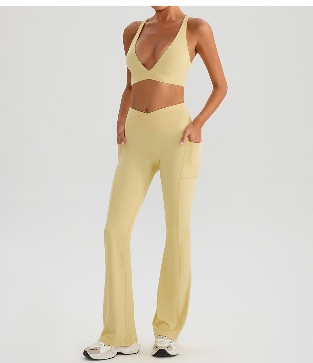 Wide Leg Pants High Waist Hip Lift Yoga Bootleg Pants Outerwear Fitness Pants Tight Sports Pants Women