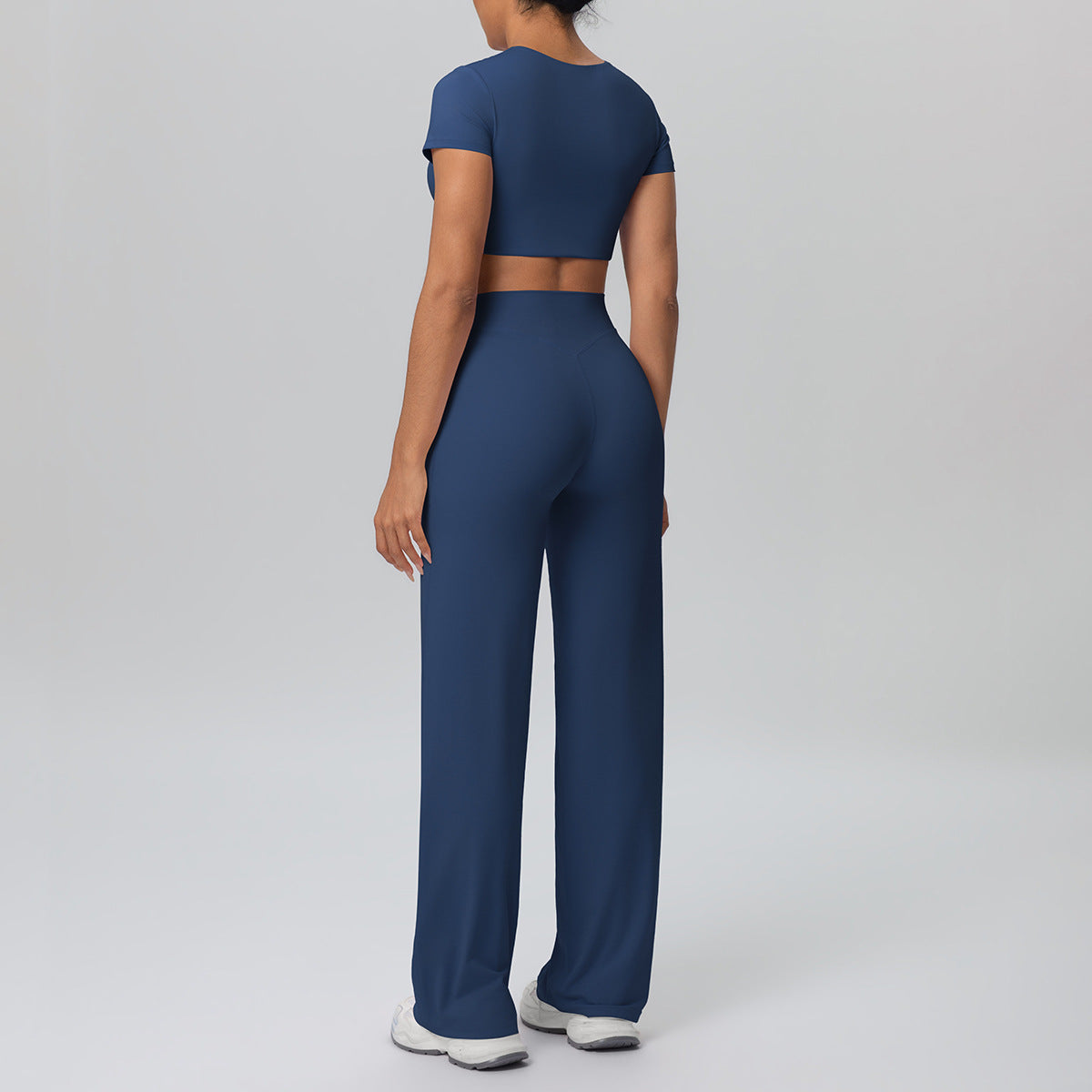 Nude Feel Outdoor Sports Short Sleeve Outdoor Running with Chest Pad Straight Leg Pants Yoga Clothes Leggings Yoga Set